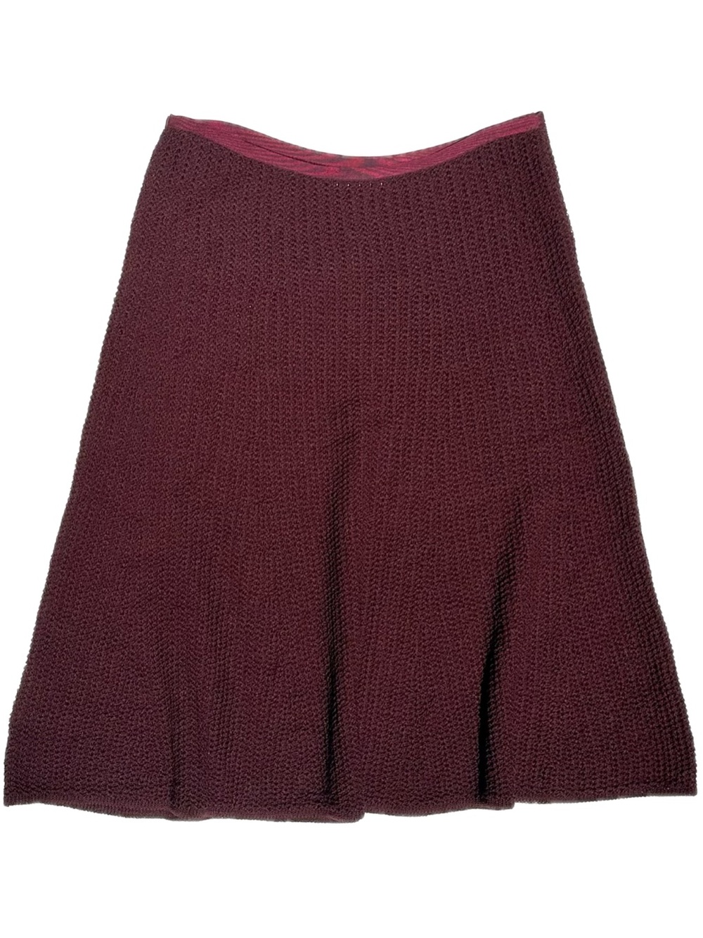 Margaret O’Leary Wool Women's Knit A-Line Skirt in Deep Wine Burgundy, M